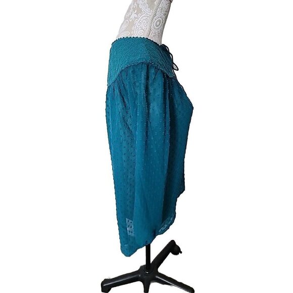 Matilda Jane Sheer Swiss dot 3/4 Balloon sleeve green top, Medium - Picture 8 of 10
